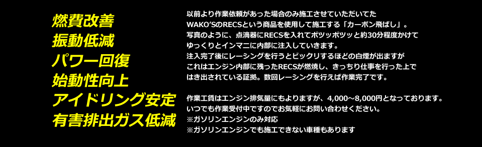 【WAKO'S】RECSでカーボン飛ばし